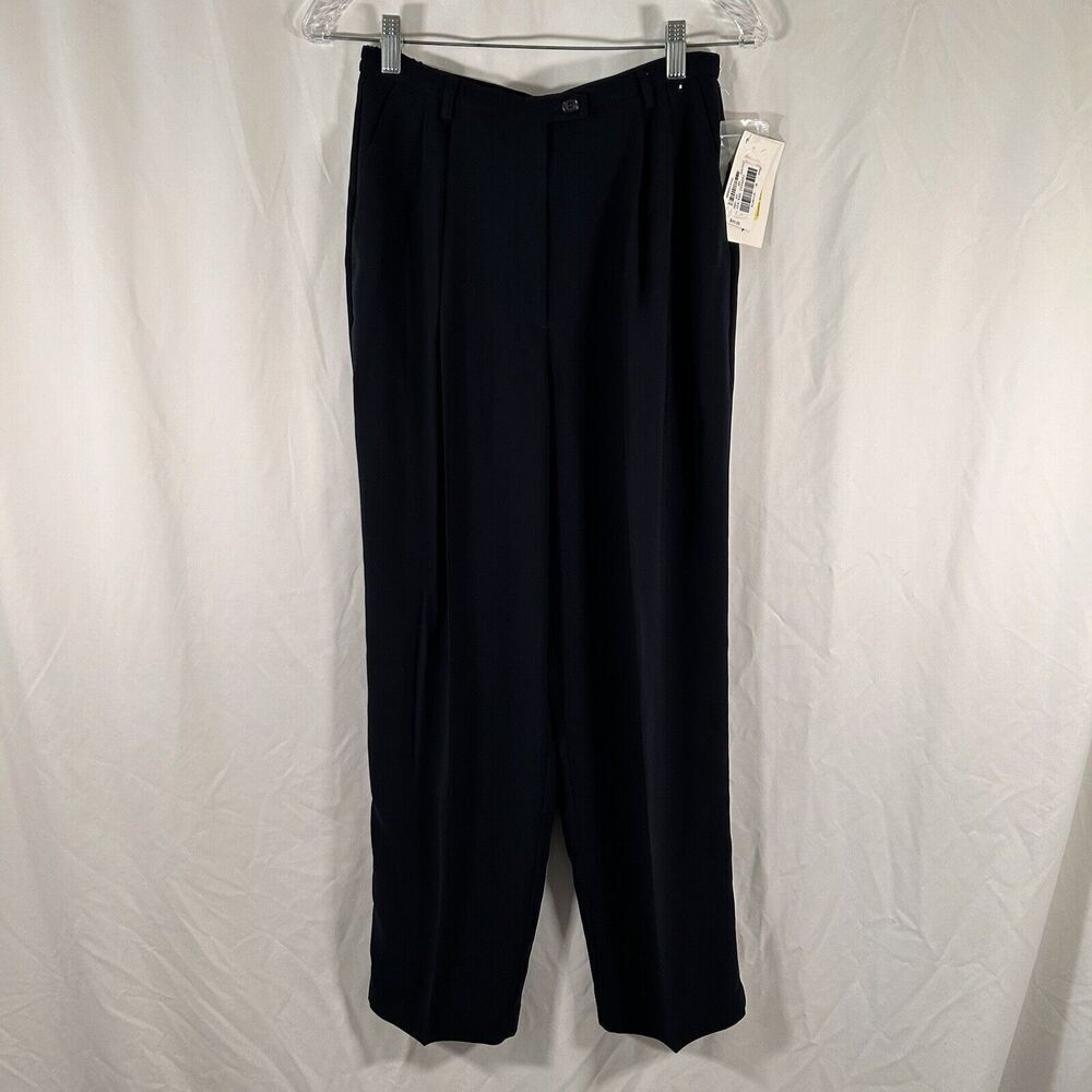 Preston & York Dress Pants Women's 8P Petite Blue Pleated Pockets Button Zip New